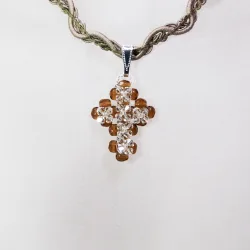 Pendant 40cm - Proserpine-Khaki Braid - Pendant 40cm - Laiton argenté